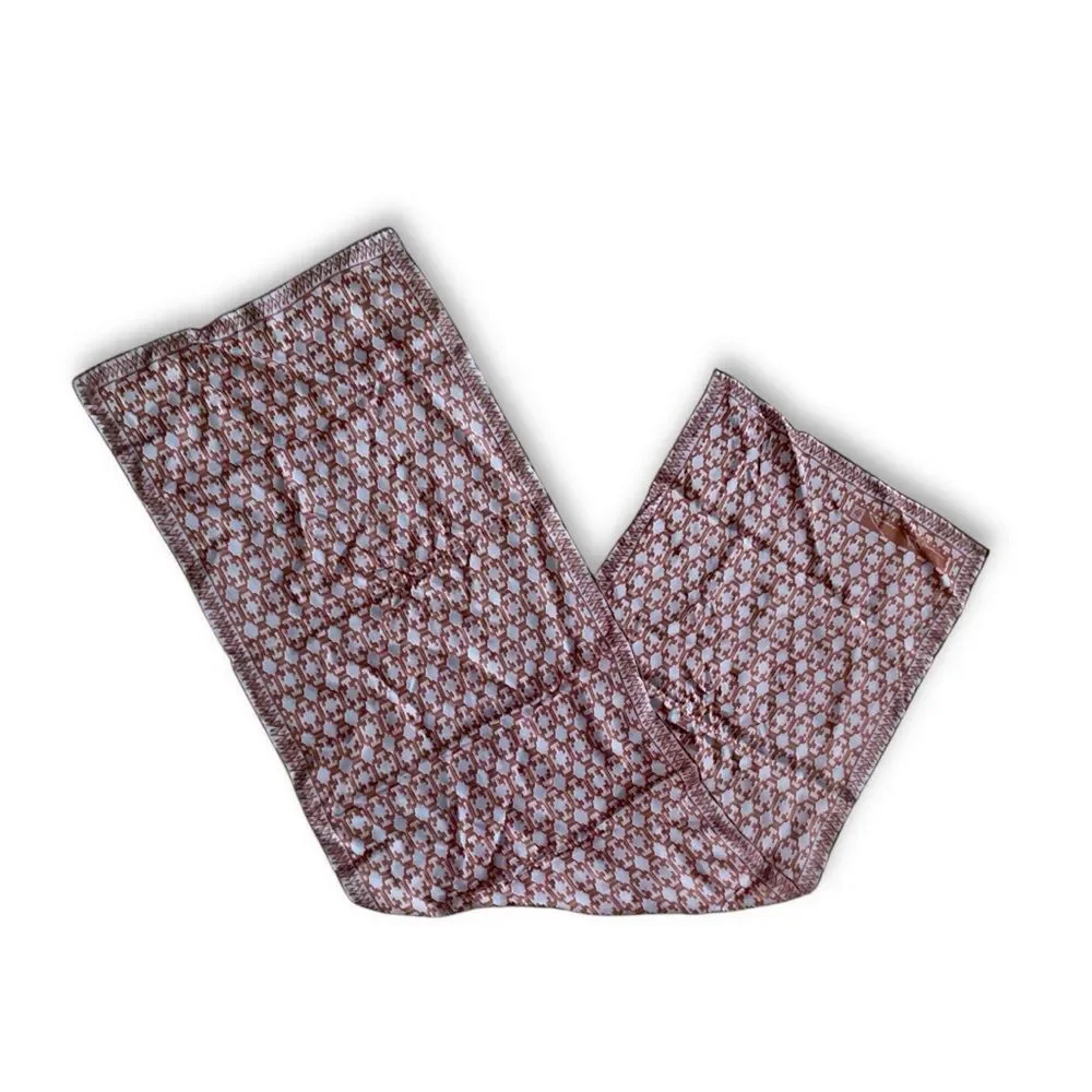 Vintage Anne Klein Silk Geometric Printed Scarf Brown Purple Boho Bohemian